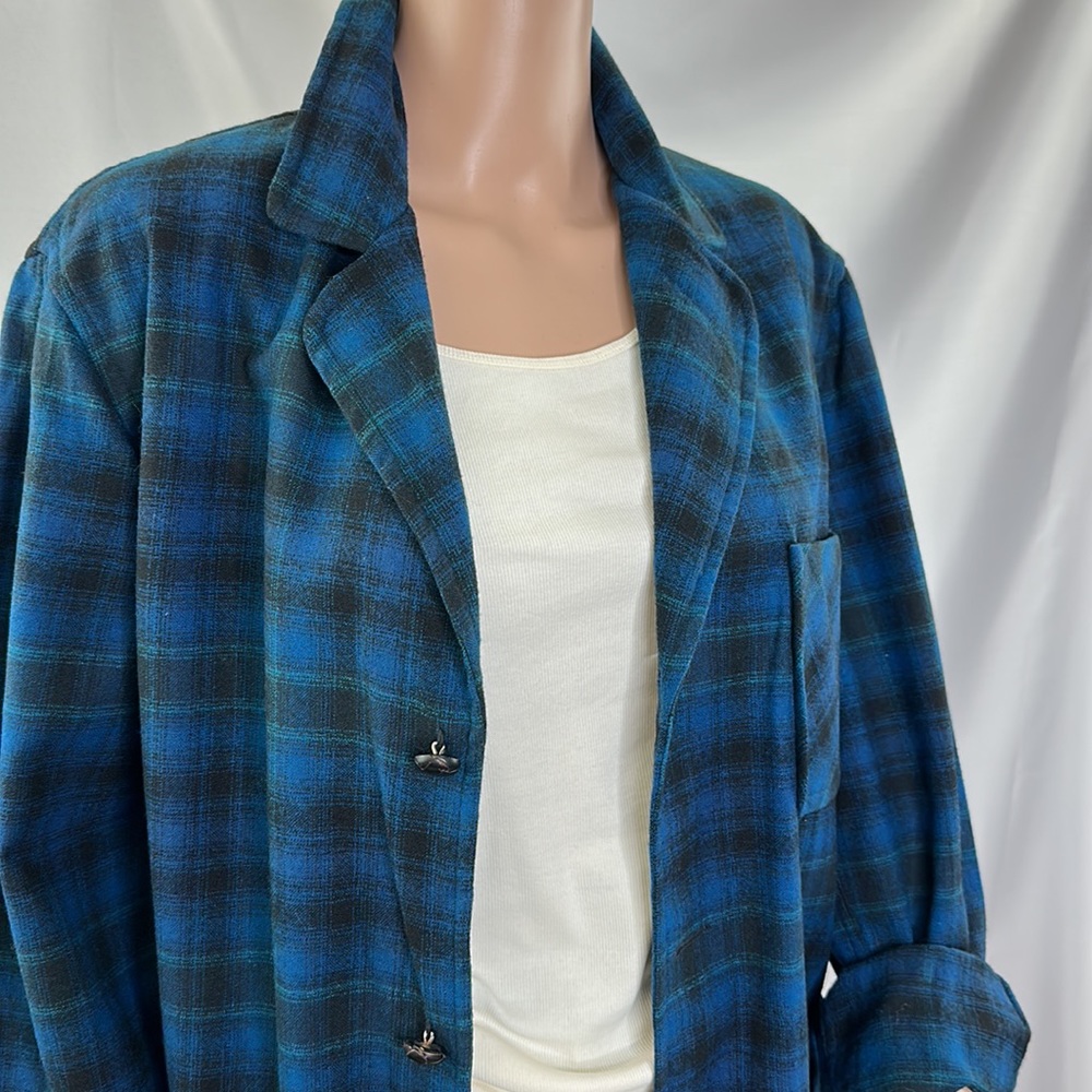 Pendleton Oversized Virgin Wool Dark Plaid Shirt … - image 2